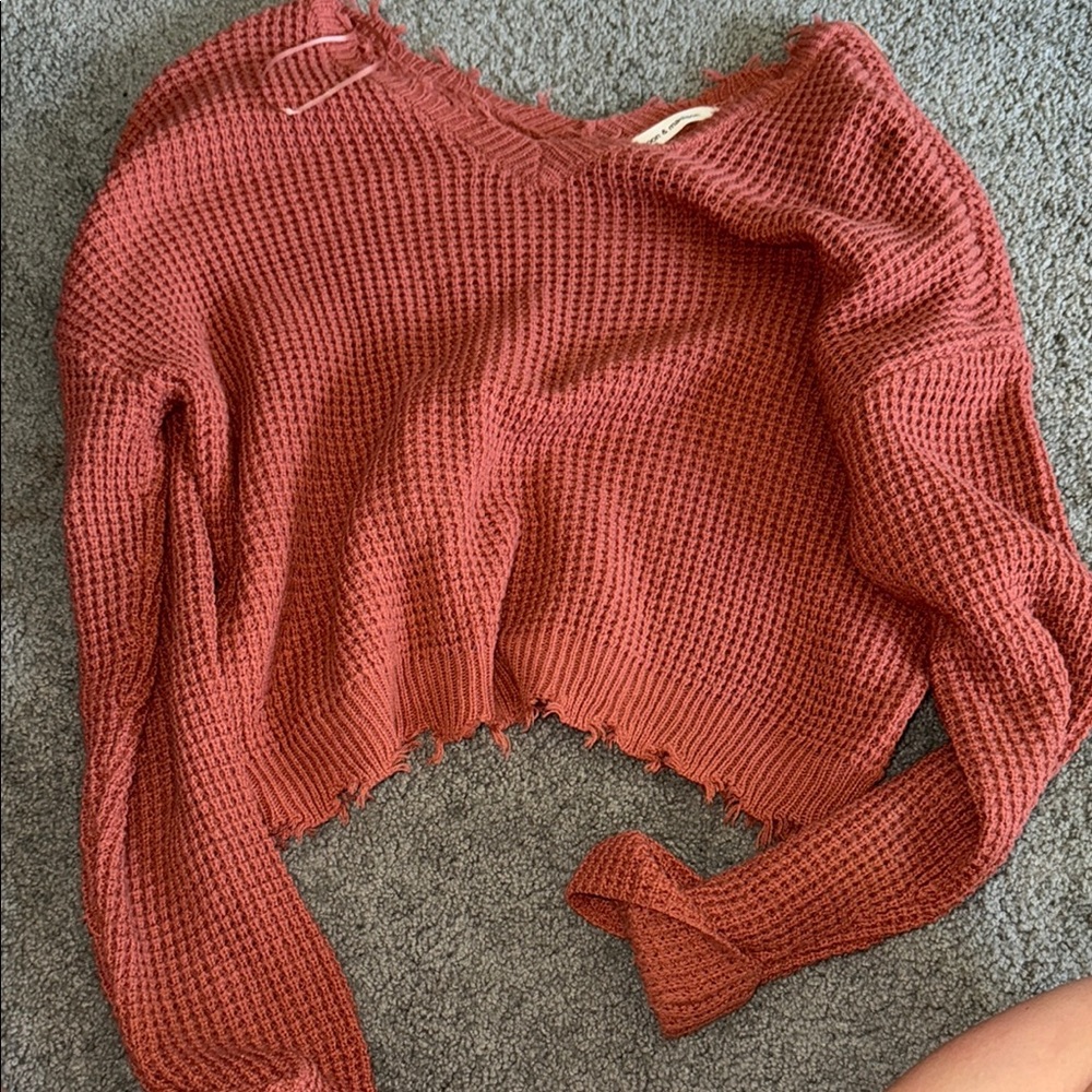 Rust Knit Cropped Sweater